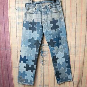 Custom levis patchwork jeans